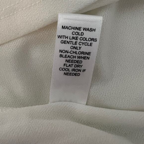 Cato Womens Chiffon Blouse Size 18/20 White Ivory Long Sleeve Lace Accent Career - Picture 6 of 6